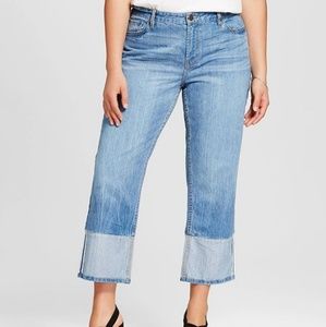 contrast cuff jeans for women